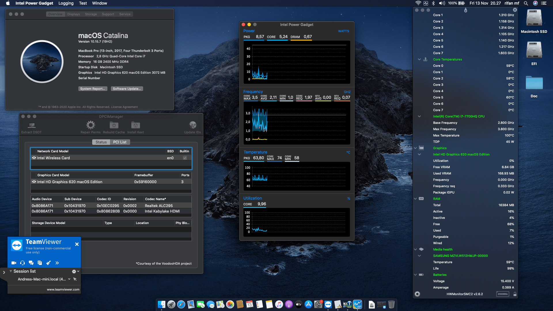 Success Hackintosh macOS Catalina 10.15.7 Build 19H2 in Asus ZenBook Pro UX550VD